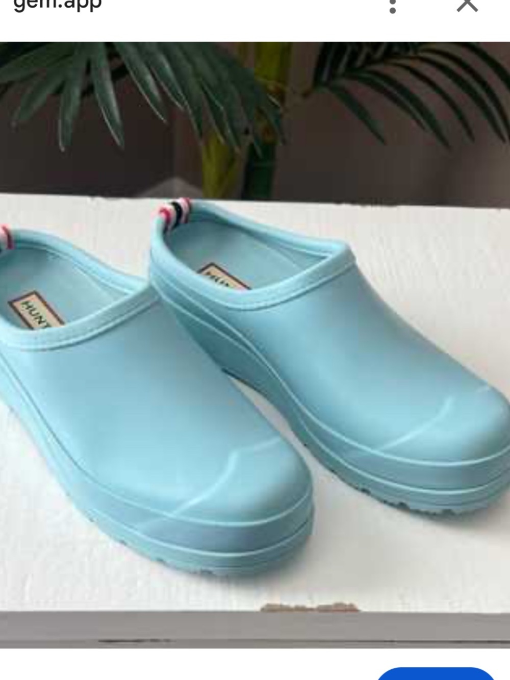Hunter 9 Light Blue Slip-On Rain Clogs